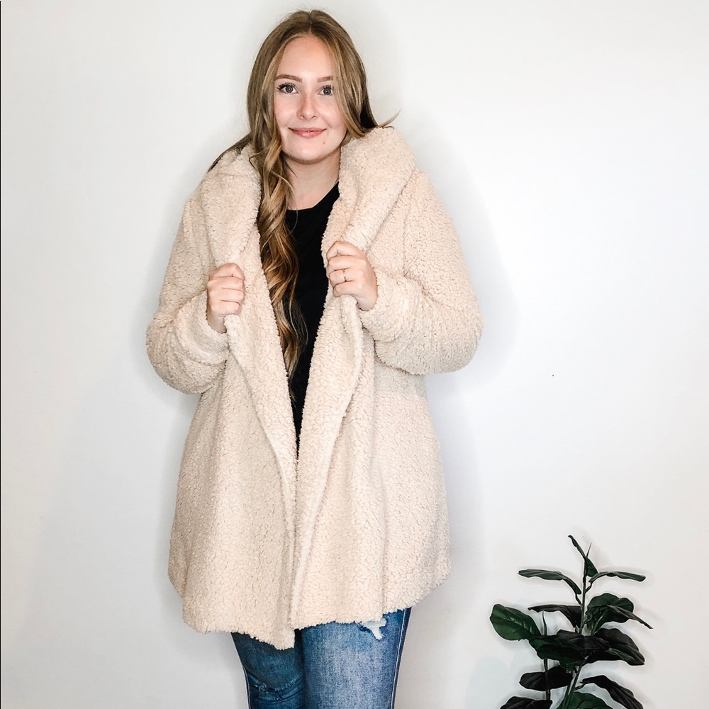 Teddy Bear Jacket in Cream - So Cozy - Plus Size